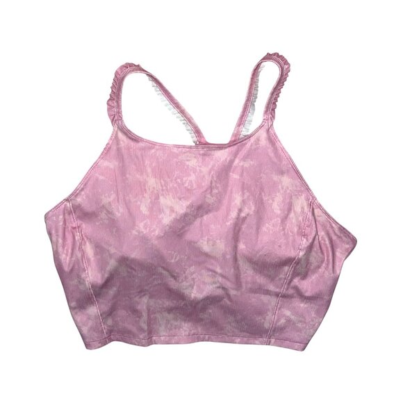 Tie-Dye Sports Bra & Shorts Set Sz XXL Pink Ruffled Straps Womens Activewear By - Picture 2 of 10